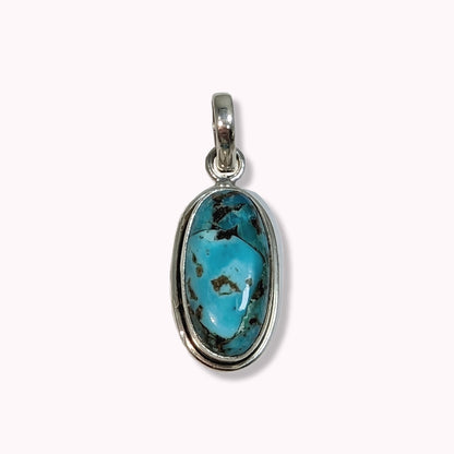 925 Sterling Silver Women's Pendant With Authentic Copper Turquoise Gemstone