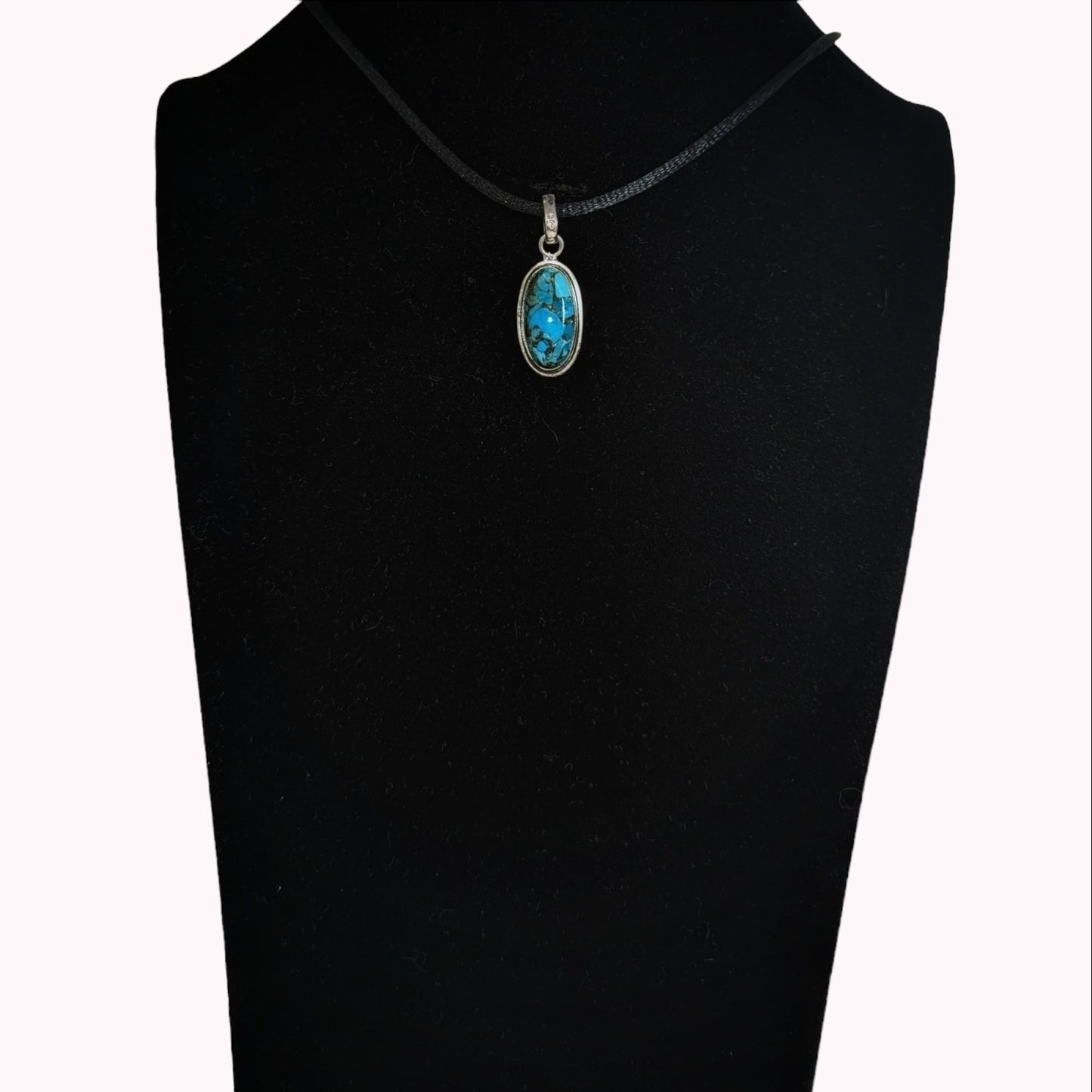 925 Sterling Silver Women's Pendant With Authentic Copper Turquoise Gemstone