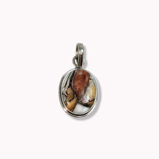 925 Sterling Silver Women's Pendant With Authentic Oyster Copper Turquoise Gemstone