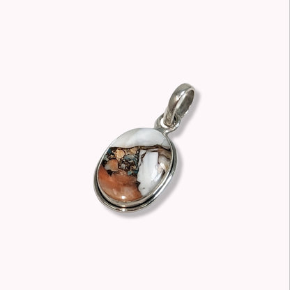 925 Sterling Silver Women's Pendant With Authentic Oyster Copper Turquoise Gemstone