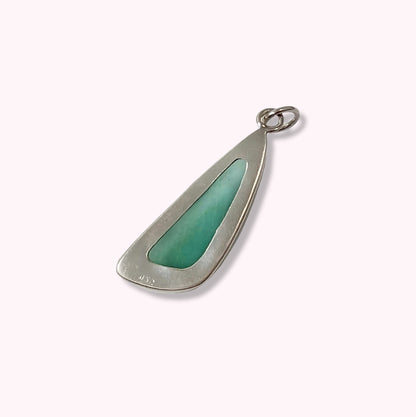 925 Sterling Silver Women Pendant With Authentic Chalcedony Aqua Gemstone