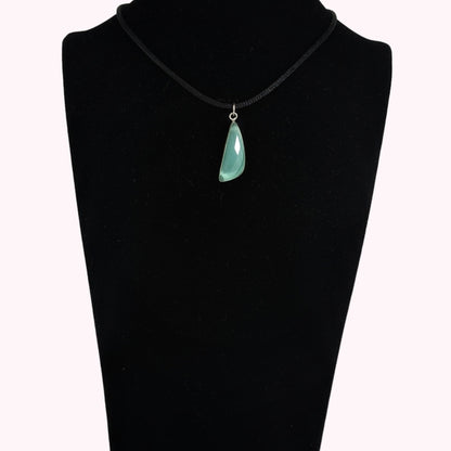 925 Sterling Silver Women Pendant With Authentic Chalcedony Aqua Gemstone