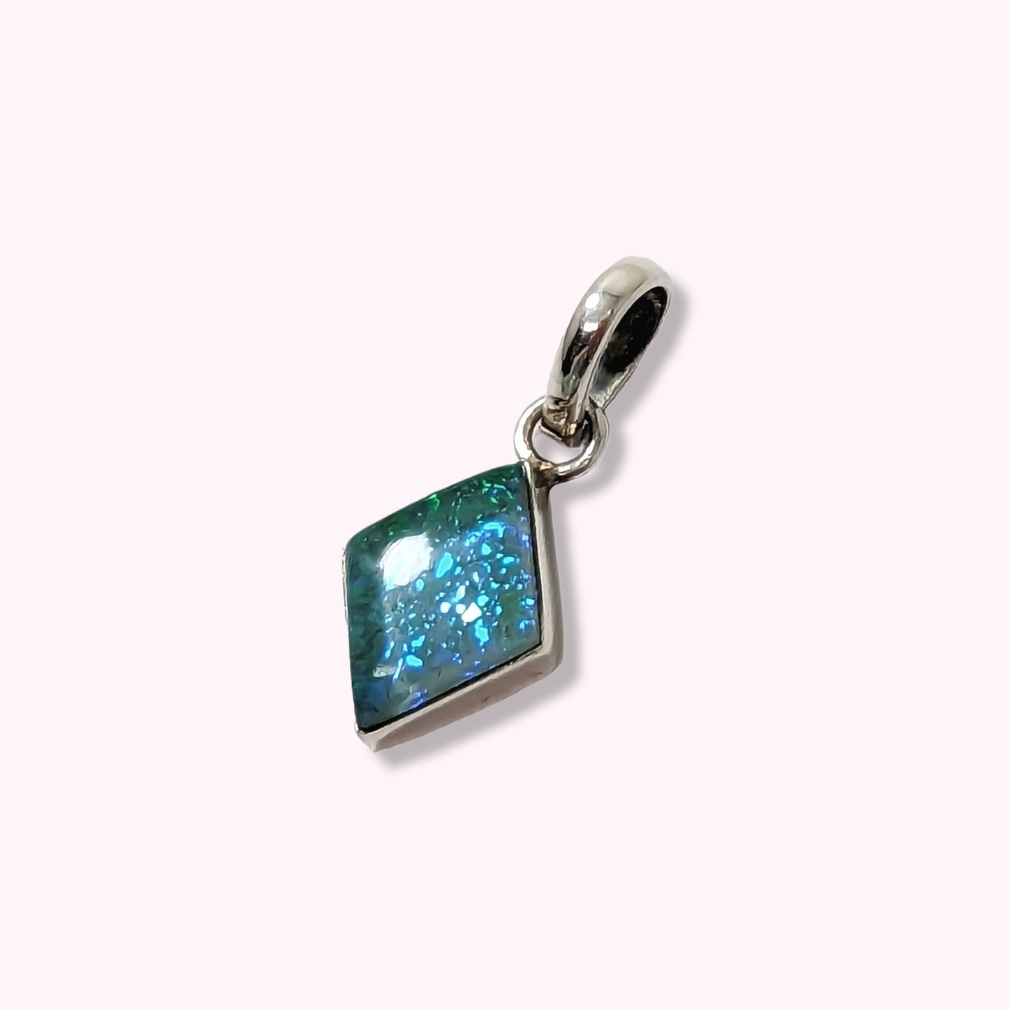 925 Sterling Silver Women's Pendant With Blue Opal Gemstone