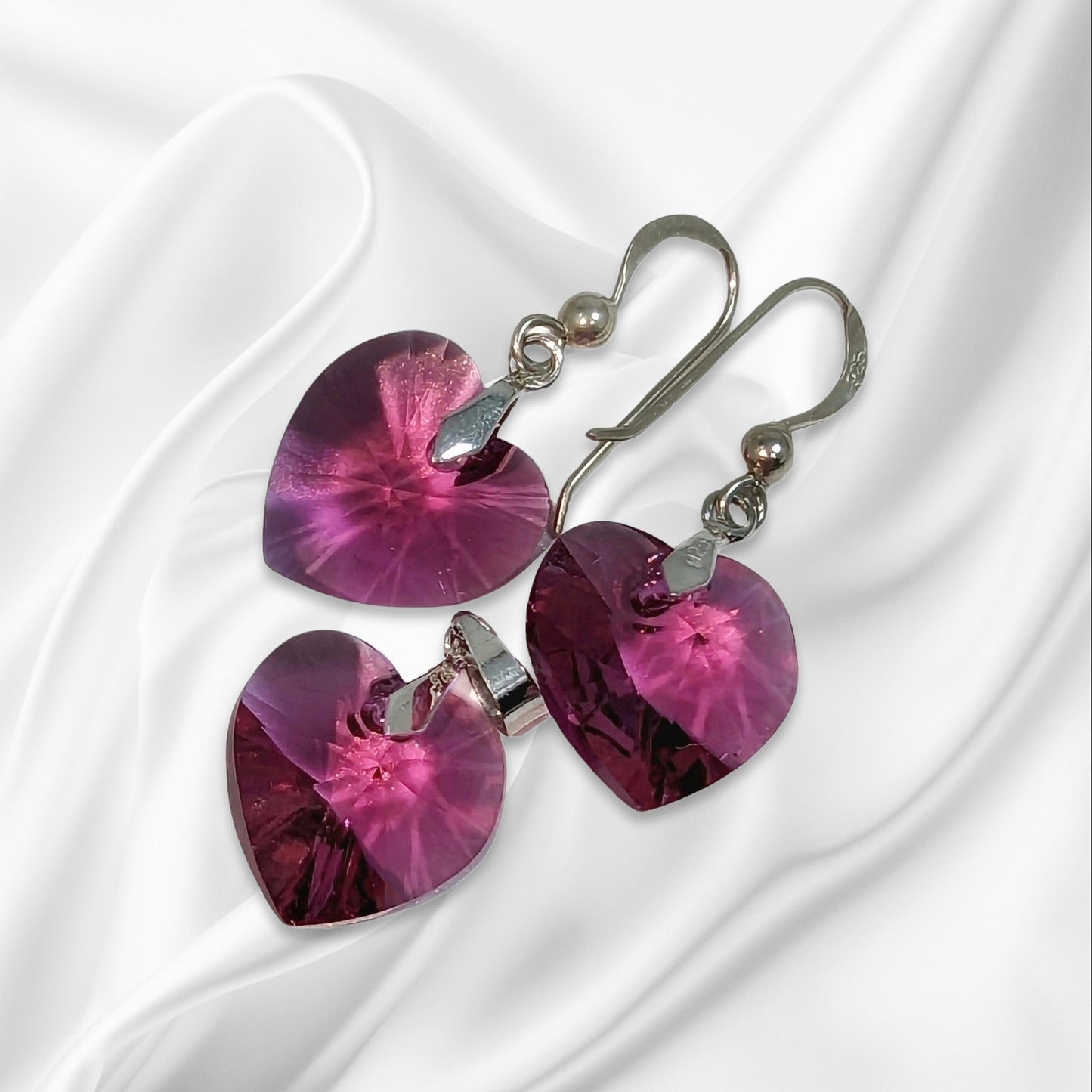 925 Sterling Silver Jewellery Set with Authentic Austrian Crystals from Swarovski