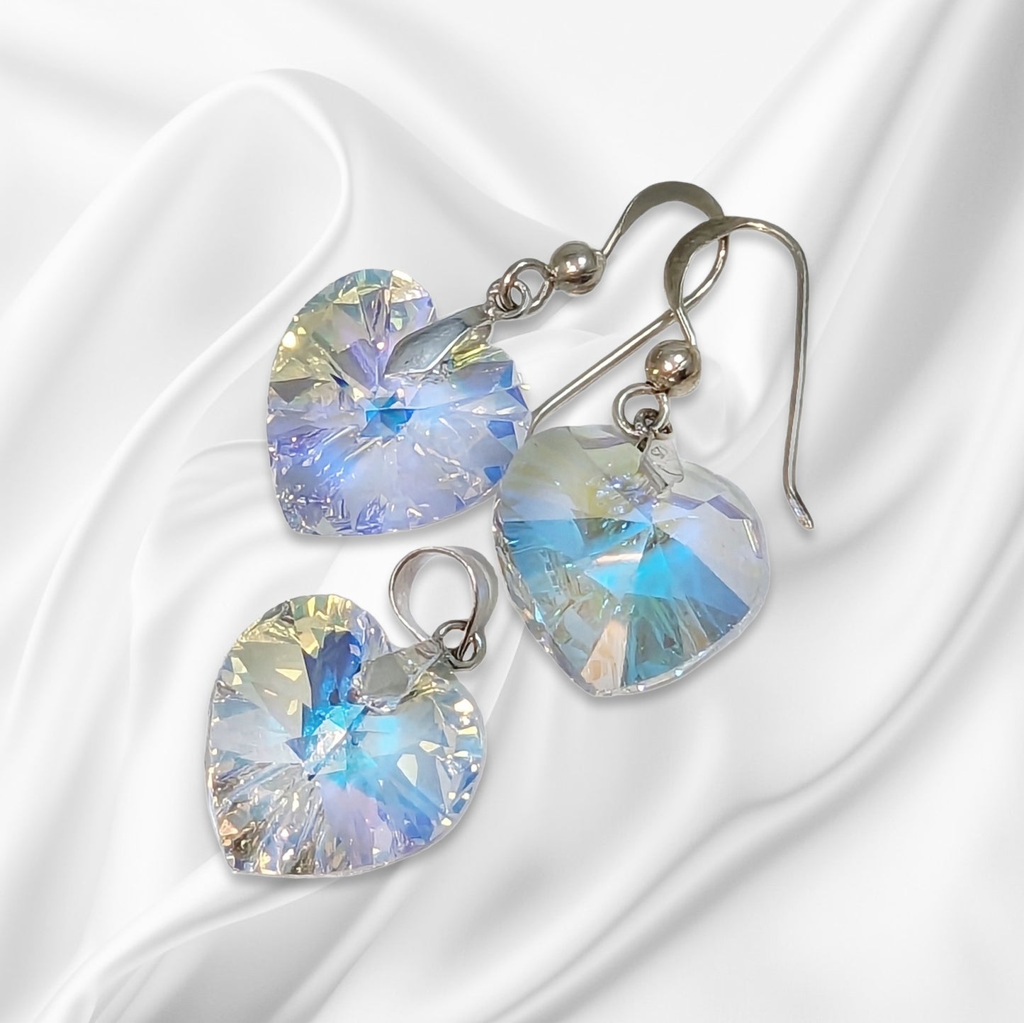 925 Sterling Silver Jewellery Set with Authentic Austrian Crystals from Swarovski