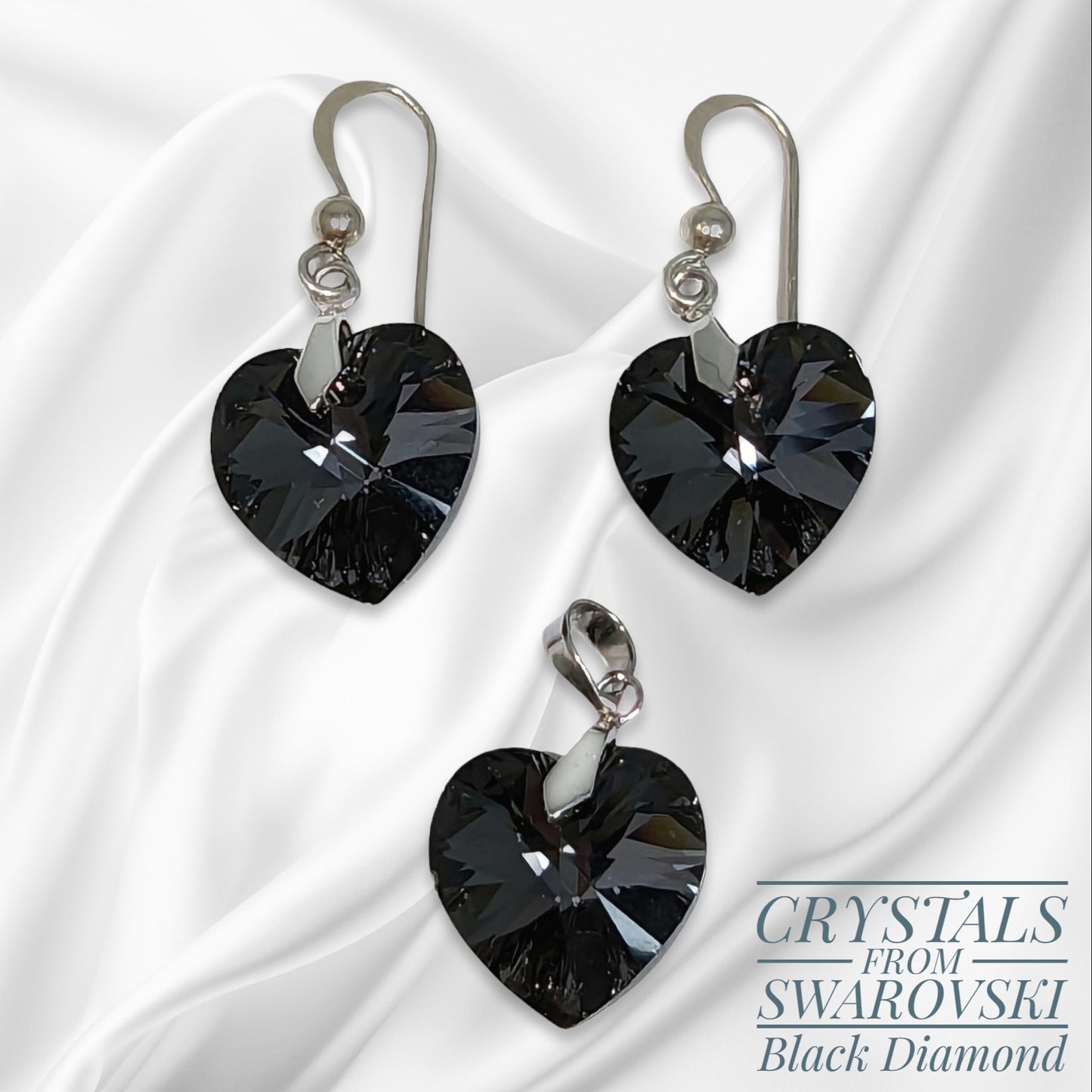 925 Sterling Silver Jewellery Set with Authentic Austrian Crystals from Swarovski