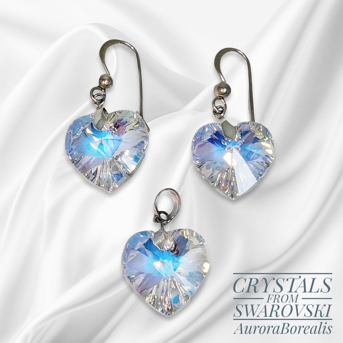 925 Sterling Silver Jewellery Set with Authentic Austrian Crystals from Swarovski