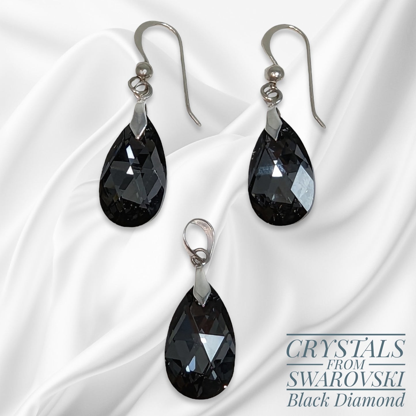 925 Sterling Silver Jewellery Set with Authentic Austrian Crystals from Swarovski