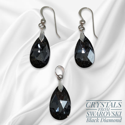 925 Sterling Silver Jewellery Set with Authentic Austrian Crystals from Swarovski