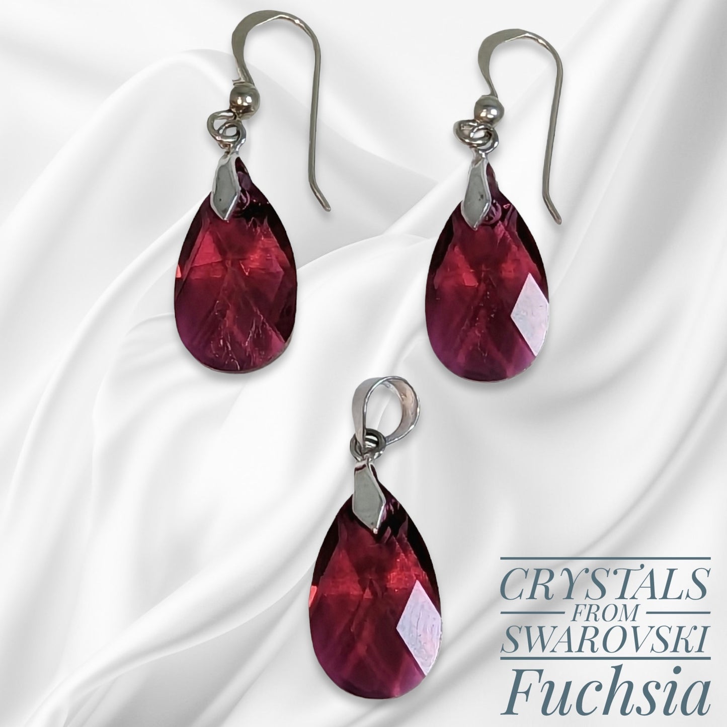 925 Sterling Silver Jewellery Set with Authentic Austrian Crystals from Swarovski