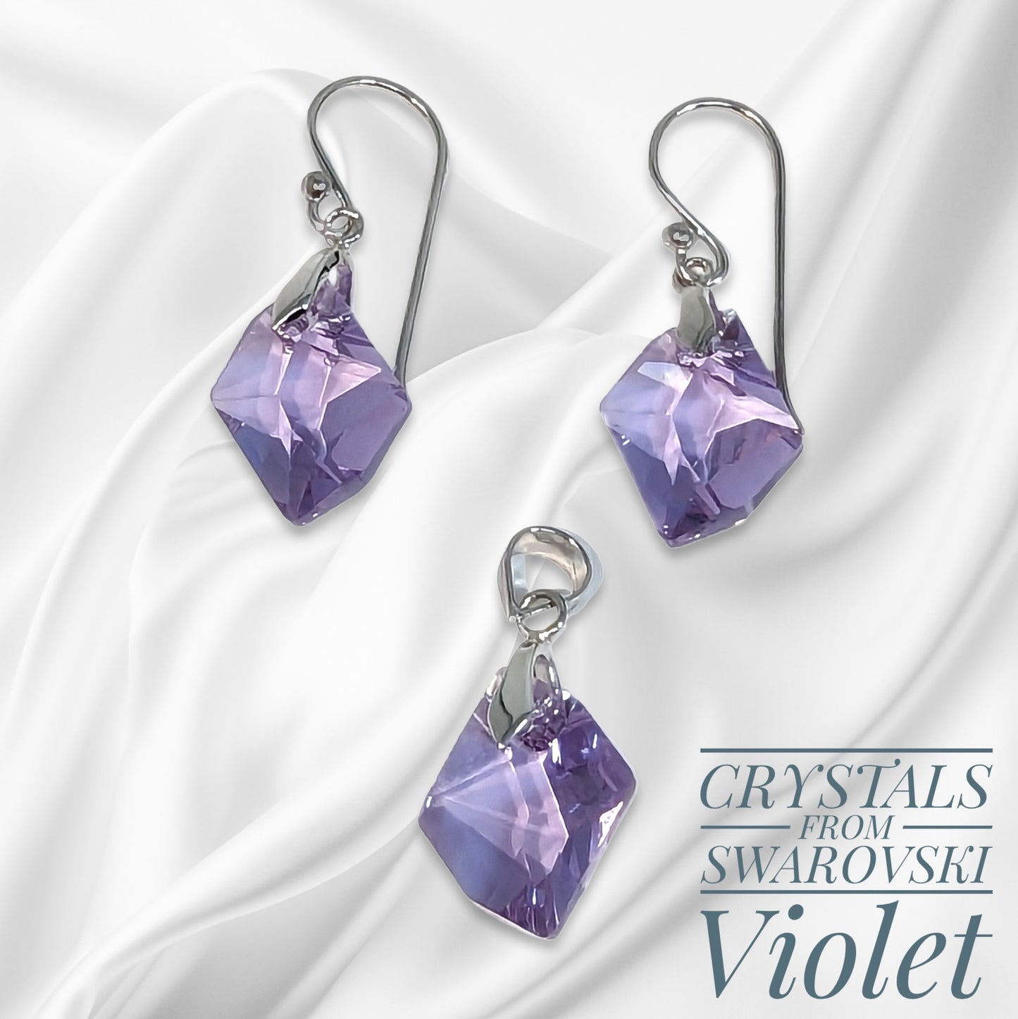 925 Sterling Silver Jewellery Set with Authentic Austrian Crystals from Swarovski