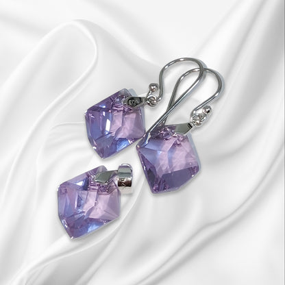 925 Sterling Silver Jewellery Set with Authentic Austrian Crystals from Swarovski