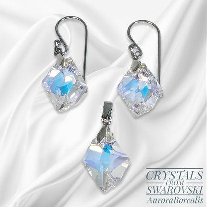 925 Sterling Silver Jewellery Set with Authentic Austrian Crystals from Swarovski