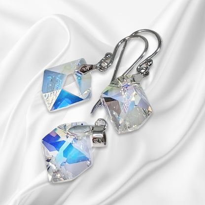 925 Sterling Silver Jewellery Set with Authentic Austrian Crystals from Swarovski