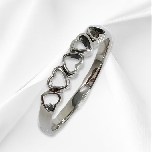 925 Sterling Silver Women's  Heart Band Ring