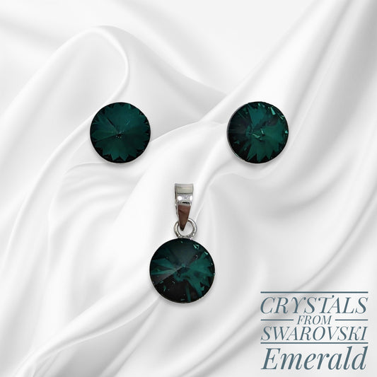 925 Sterling Silver Jewellery Set with Authentic Austrian Crystals from Swarovski