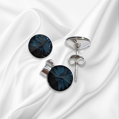 925 Sterling Silver Jewellery Set with Authentic Austrian Crystals from Swarovski