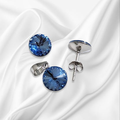 925 Sterling Silver Jewellery Set with Authentic Austrian Crystals from Swarovski