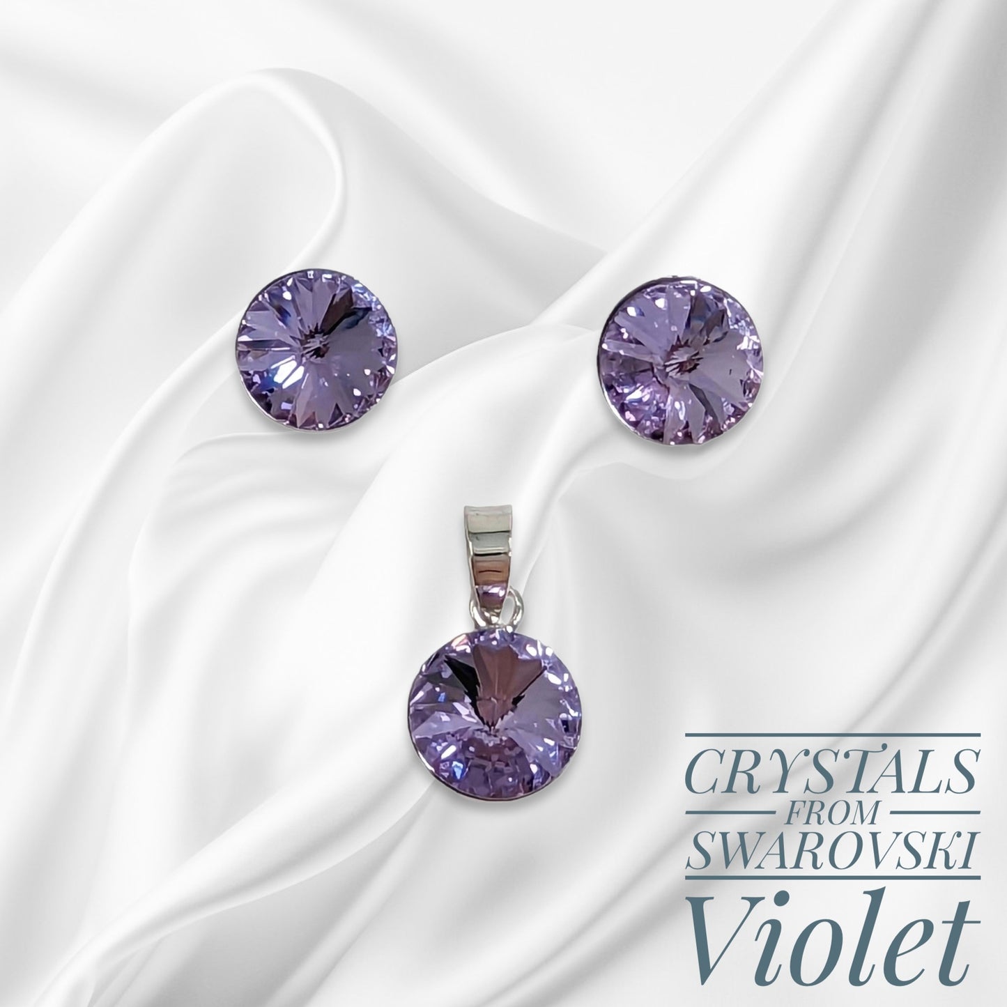 925 Sterling Silver Jewellery Set with Authentic Austrian Crystals from Swarovski