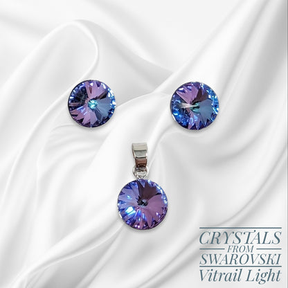 925 Sterling Silver Jewellery Set with Authentic Austrian Crystals from Swarovski