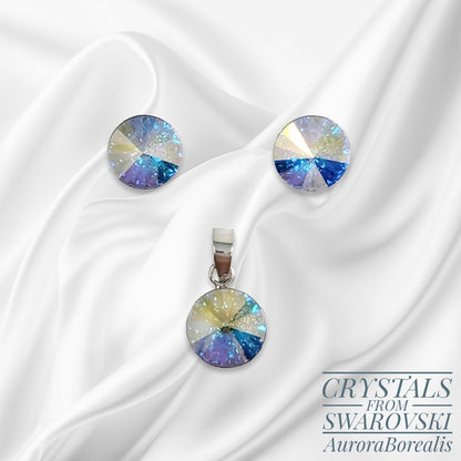 925 Sterling Silver Jewellery Set with Authentic Austrian Crystals from Swarovski