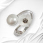 925 Sterling Silver Women's Ring with Authentic Mother of Pearl and Freshwater Pearl