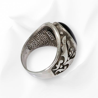 925 Sterling Silver Men's Ring With Authentic Black Onyx Gemstone
