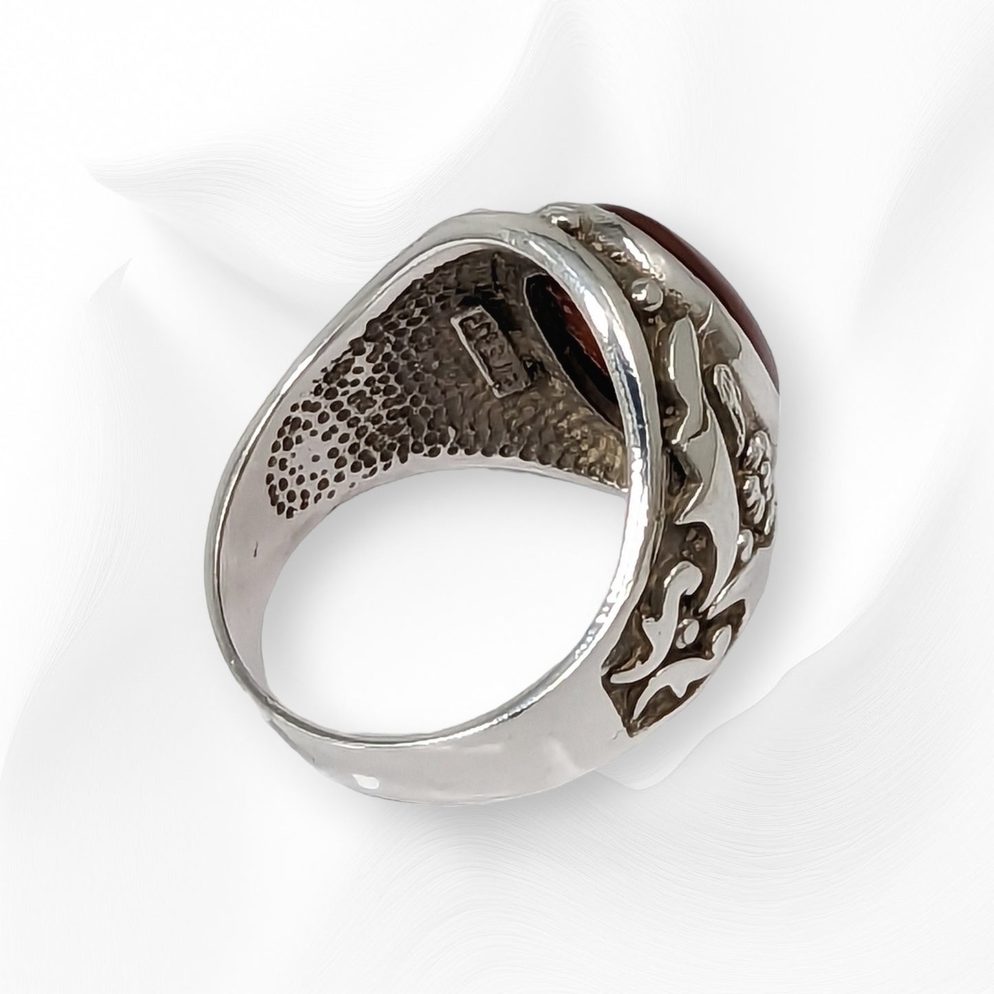 925 Sterling Silver Men's Ring With Authentic Brown Agate Gemstone