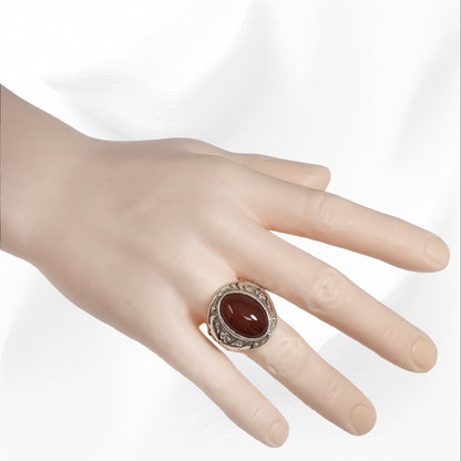 925 Sterling Silver Men's Ring With Authentic Brown Agate Gemstone