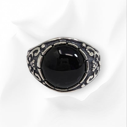 925 Sterling Silver Men's Ring With Authentic Black Onyx Gemstone