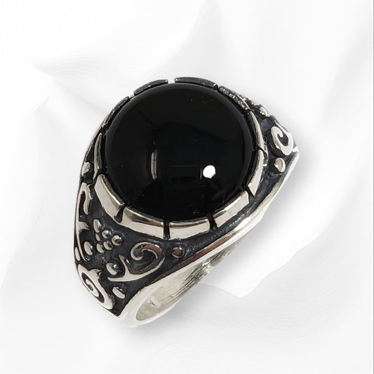 925 Sterling Silver Men's Ring With Authentic Black Onyx Gemstone