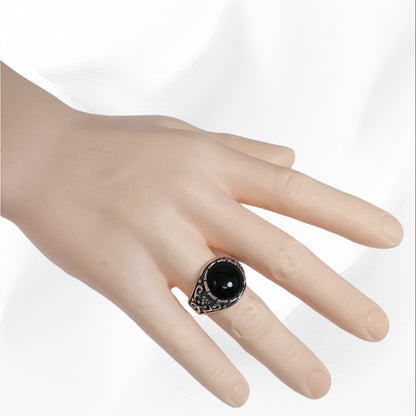 925 Sterling Silver Men's Ring With Authentic Black Onyx Gemstone
