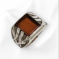 925 Sterling Silver Men's Ring with Authentic Red Agate Gemstone