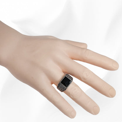 925 Sterling Silver Men's Ring With  Authentic Black Onyx Gemstone