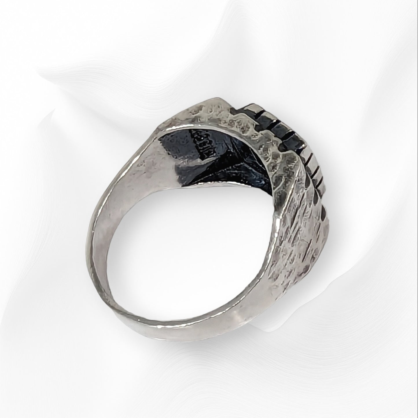 925 Sterling Silver Men's Ring With  Authentic Blue Agate Gemstone