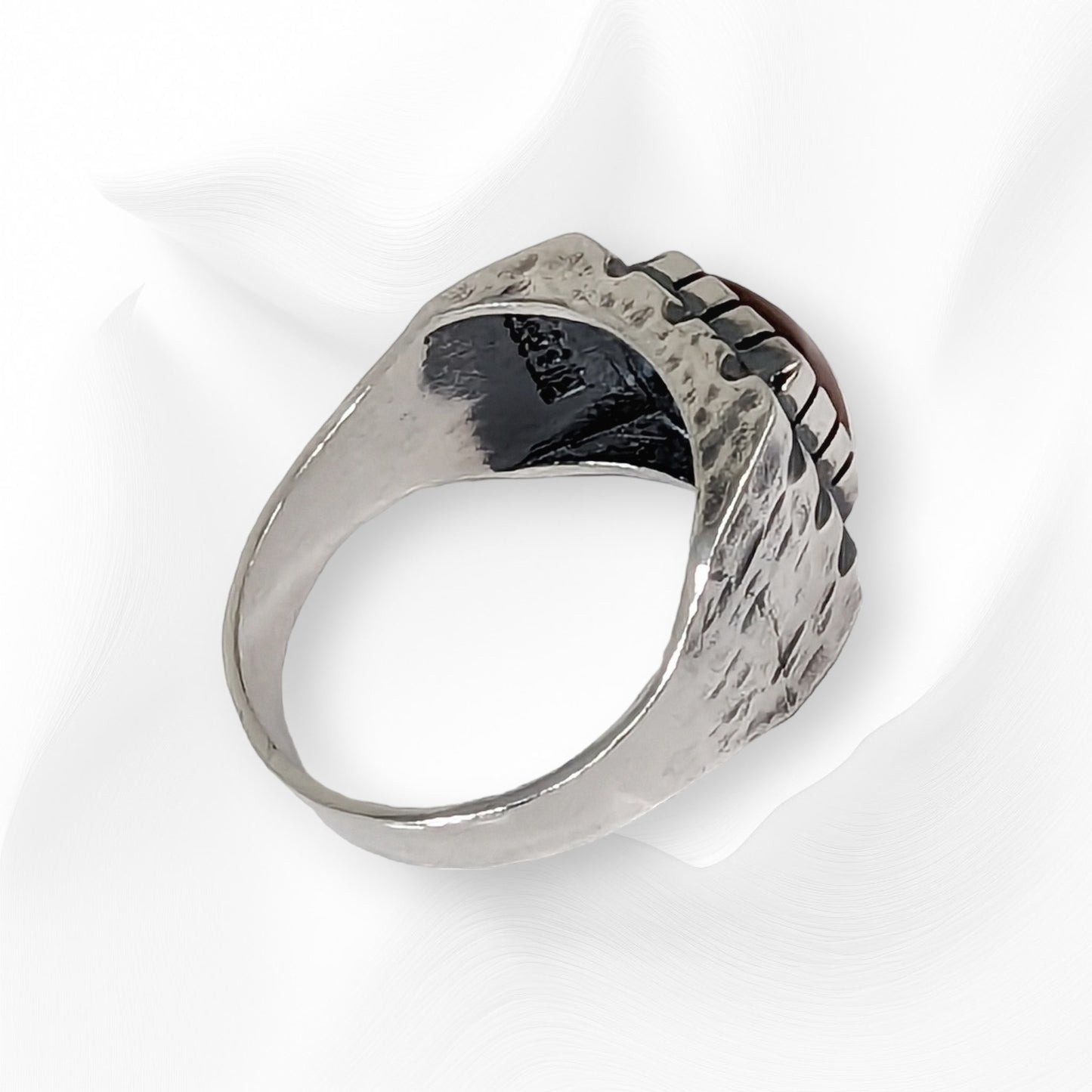 925 Sterling Silver Men's Ring With  Authentic Red Agate Gemstone