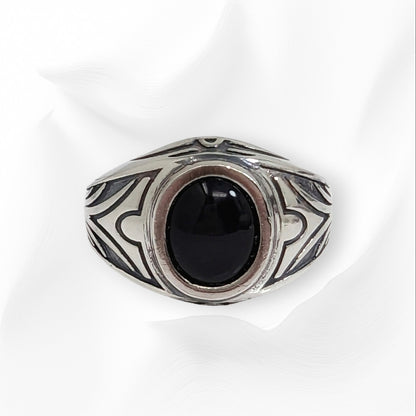 925 Sterling Silver Men's Ring With Authentic Black Onyx Gemstone
