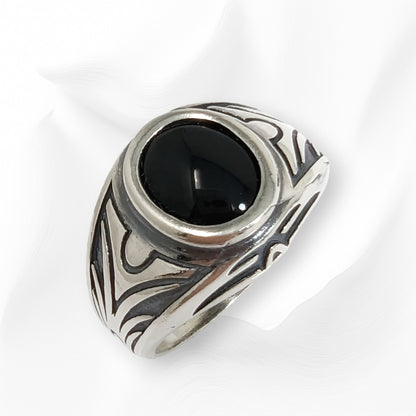 925 Sterling Silver Men's Ring With Authentic Black Onyx Gemstone