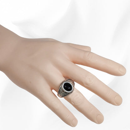 925 Sterling Silver Men's Ring With Authentic Black Onyx Gemstone