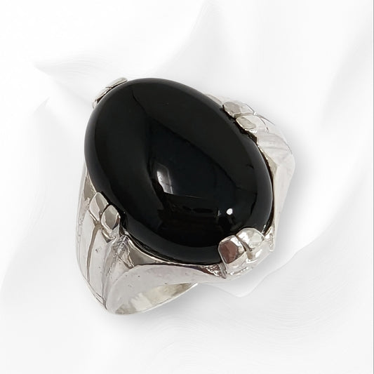 925 Sterling Silver Men's Ring With Authentic Black Onyx Gemstone