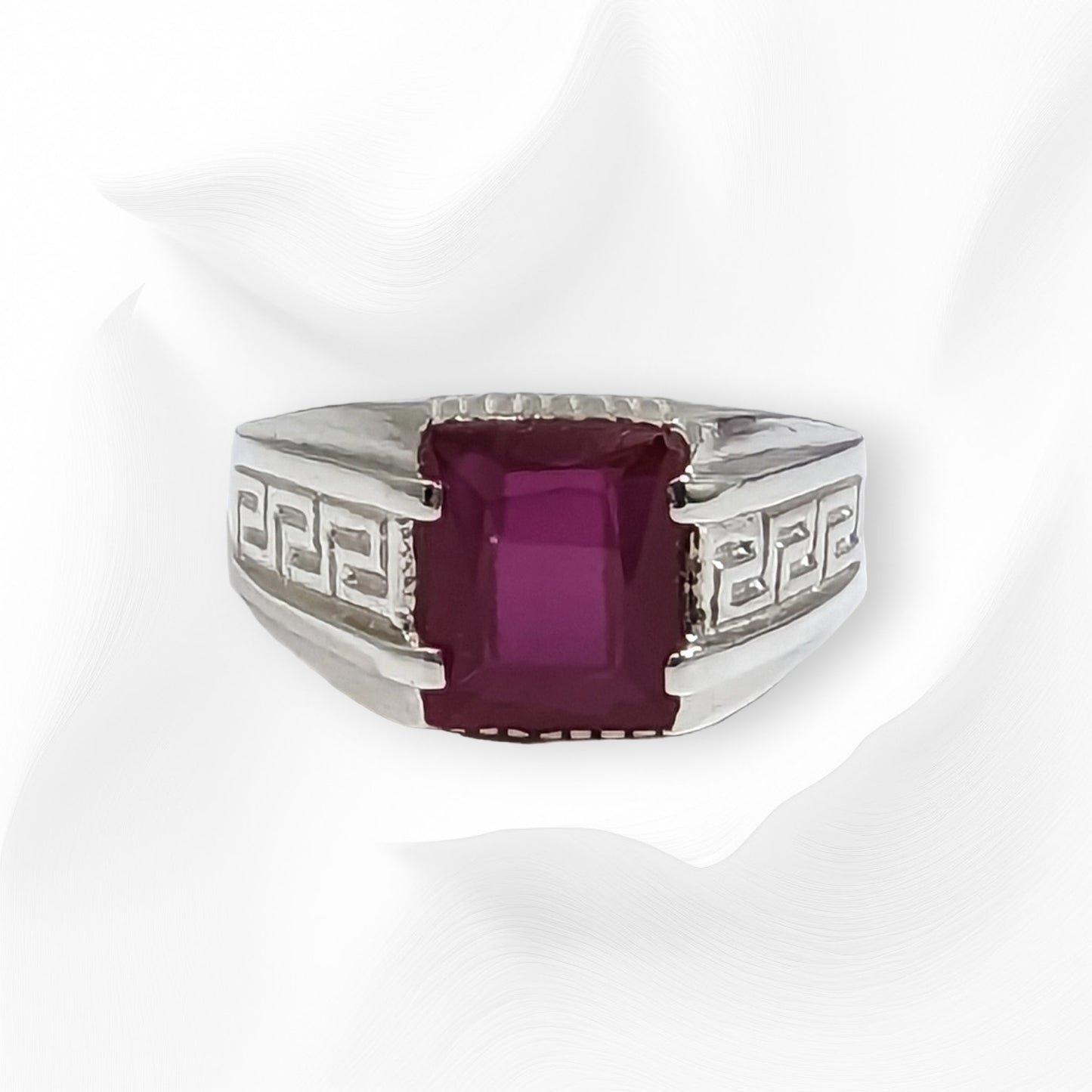 925 Sterling Silver Men's Ring with Cubic Zirconia Crystal