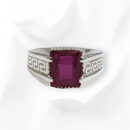 925 Sterling Silver Men's Ring with Cubic Zirconia Crystal