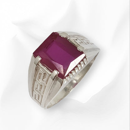 925 Sterling Silver Men's Ring with Cubic Zirconia Crystal