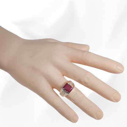 925 Sterling Silver Men's Ring with Cubic Zirconia Crystal