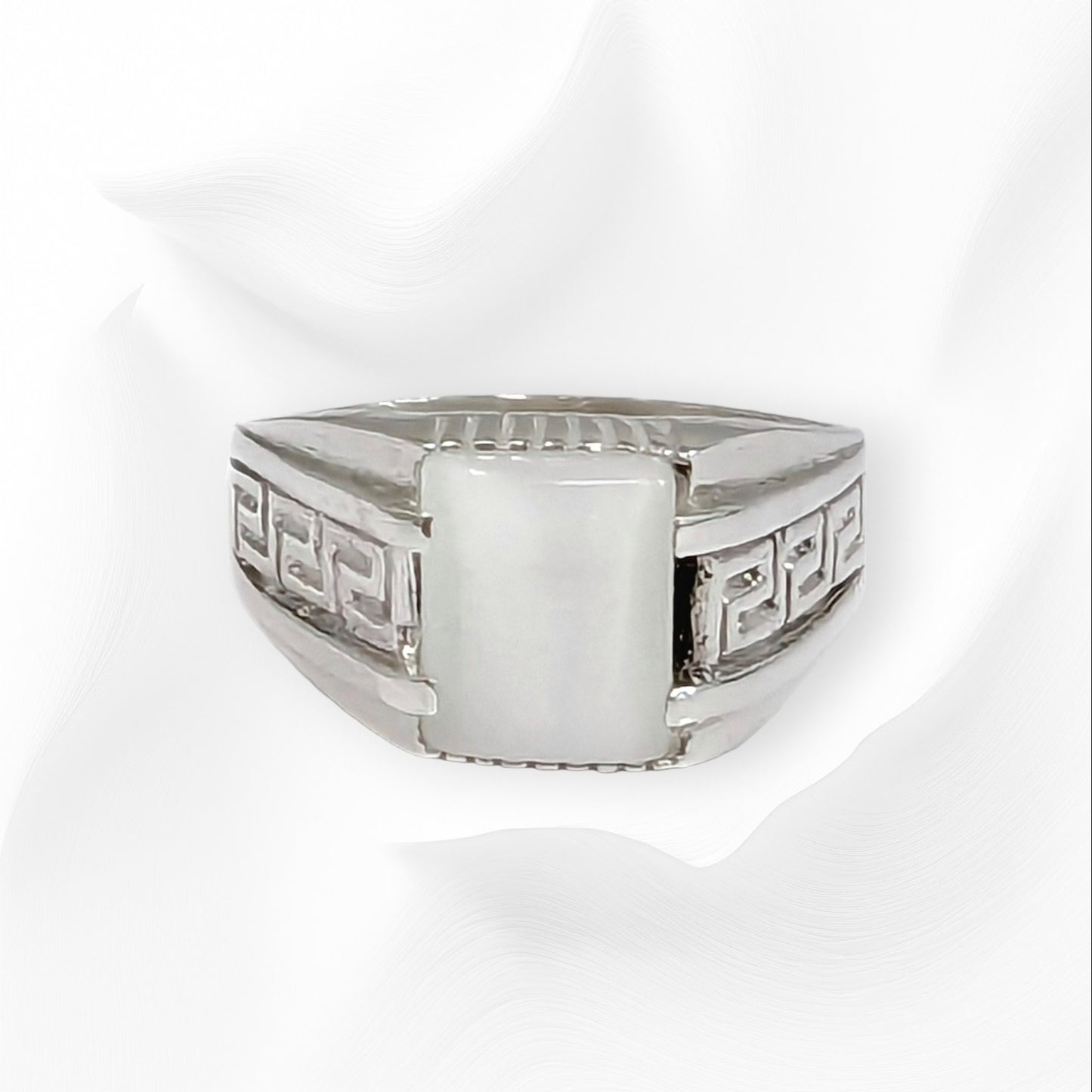 925 Sterling Silver Men's Ring with Authentic Cat's Eye Quartz