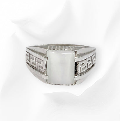 925 Sterling Silver Men's Ring with Authentic Cat's Eye Quartz