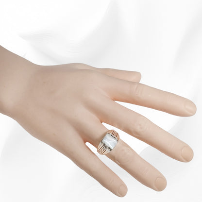 925 Sterling Silver Men's Ring with Authentic Cat's Eye Quartz