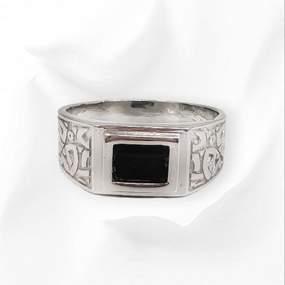 925 Sterling Silver Men's Ring with Authentic Black  Onyx Gemstone