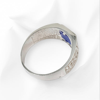 925 Sterling Silver Men's Ring with Authentic Cat's Eye Quartz