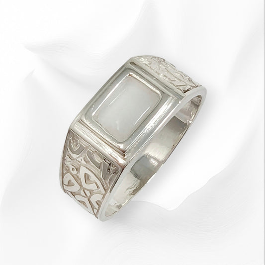 925 Sterling Silver Men's Ring with Authentic Cat's Eye Quartz